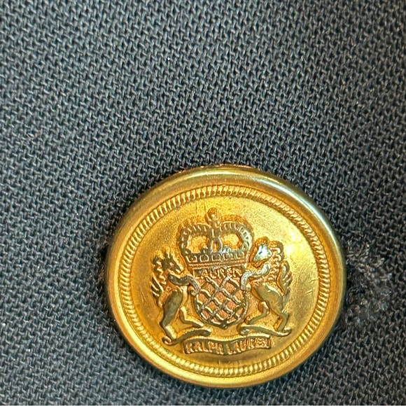 Ralph Lauren navy blue wool double breasted blazer crest logo embroidered emblem - Picture 12 of 15